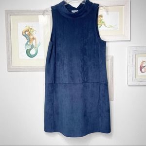 TCEC Navy Faux Suede Sleeveless Mini Shift Dress Size Small